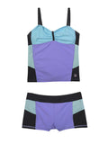 Girls' 2-PC. Color block  Bandeaux Tankini & Short Swimsuit Set