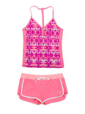 Girls' 2-PC. Tie Dye Batik T-Back Tankini & Short Swimsuit Set