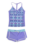 Girls' 2-PC. Tie Dye Batik T-Back Tankini & Short Swimsuit Set