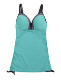Heather Surf Color Block Adjustable Side Tankini Top