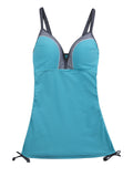 Heather Surf Color Block Adjustable Side Tankini Top