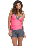 Heather Surf Color Block Adjustable Side Tankini Top