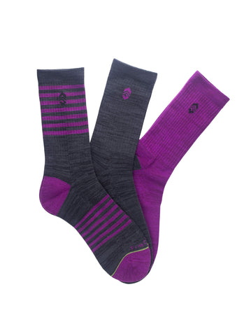 Women's Striped Poly-Blend Crew Socks 3-pk